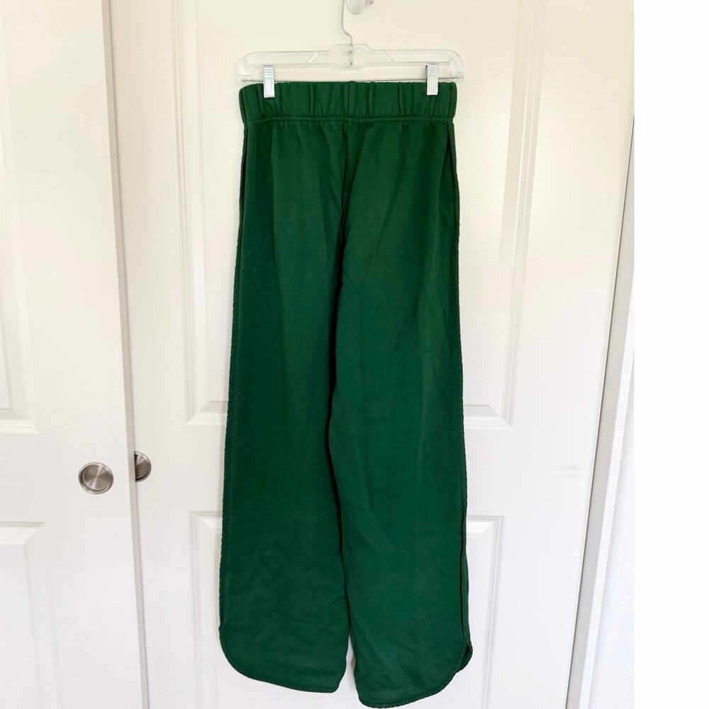 LES TIEN Wide Leg Rounded Hem Sweatpants Emerald Green Small